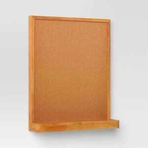 Threshold 17x20 Memo Board w/ Shelf Brown Wall Organizer Message Board NEW READ